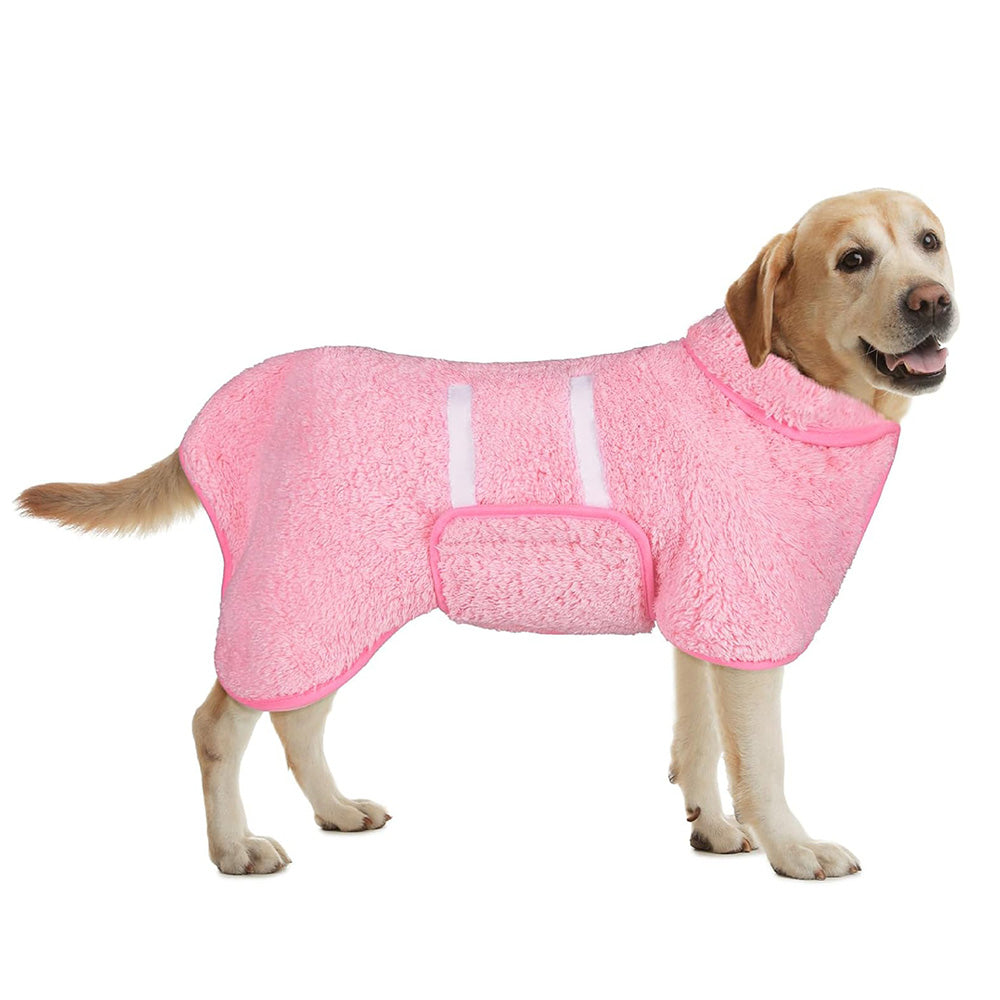 Pet Absorbent Bathrobe Dog Drying Towel Coat Soft Bath Wrap Pajamas-Pink