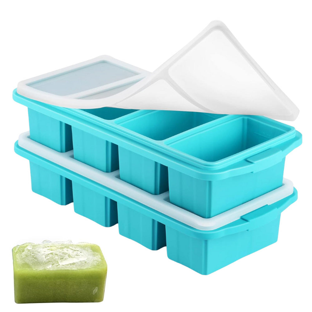 2 Pcs Silicone Freezer Tray With Lid Freezer Food Storage Molds for Soup Sauce Broth