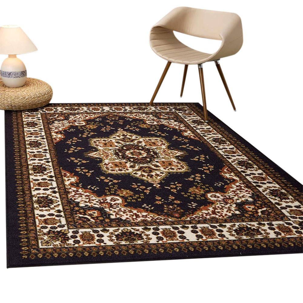 Large Floor Rug Crystal Velvet Vintage Boho Non-Slip Carpet for Bedroom Dining Room