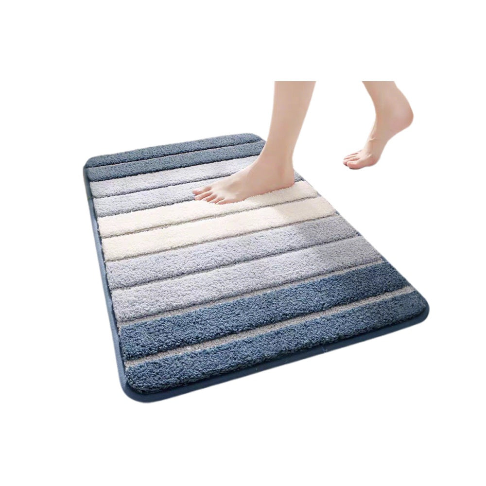 Bath Mat Soft Absorbent Microfiber Rug for Shower Floor-Blue