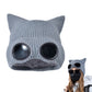 Double Layer Knit Winter Beanie with Goggles Cute Cat Ear Knit Beanie for Winter