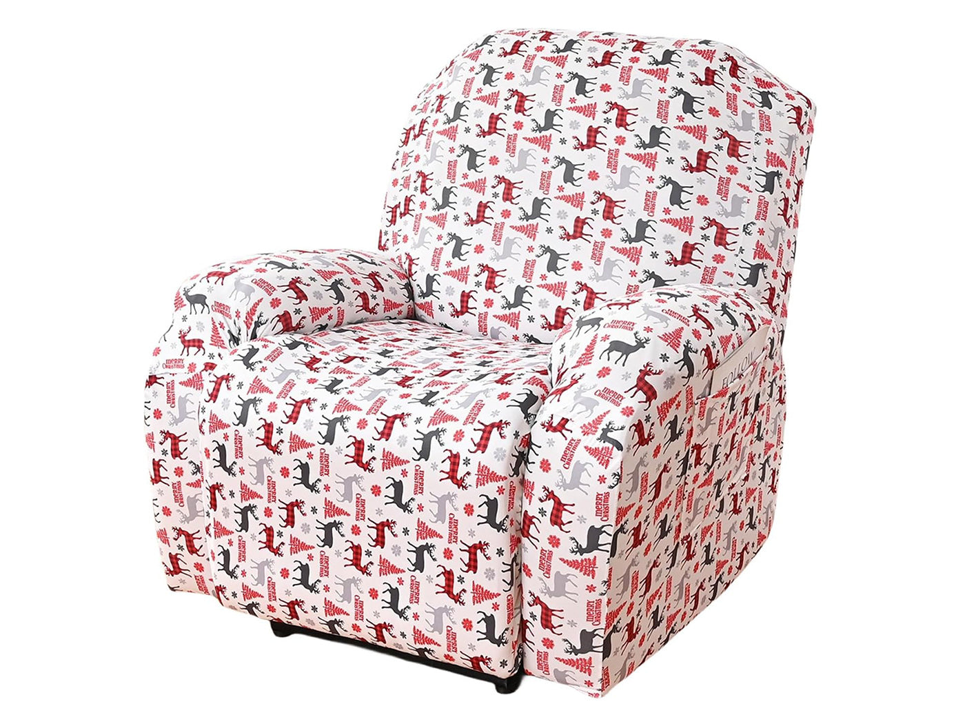 Christmas Recliner Chair Cover Sofa Slipcover with Side Pocket