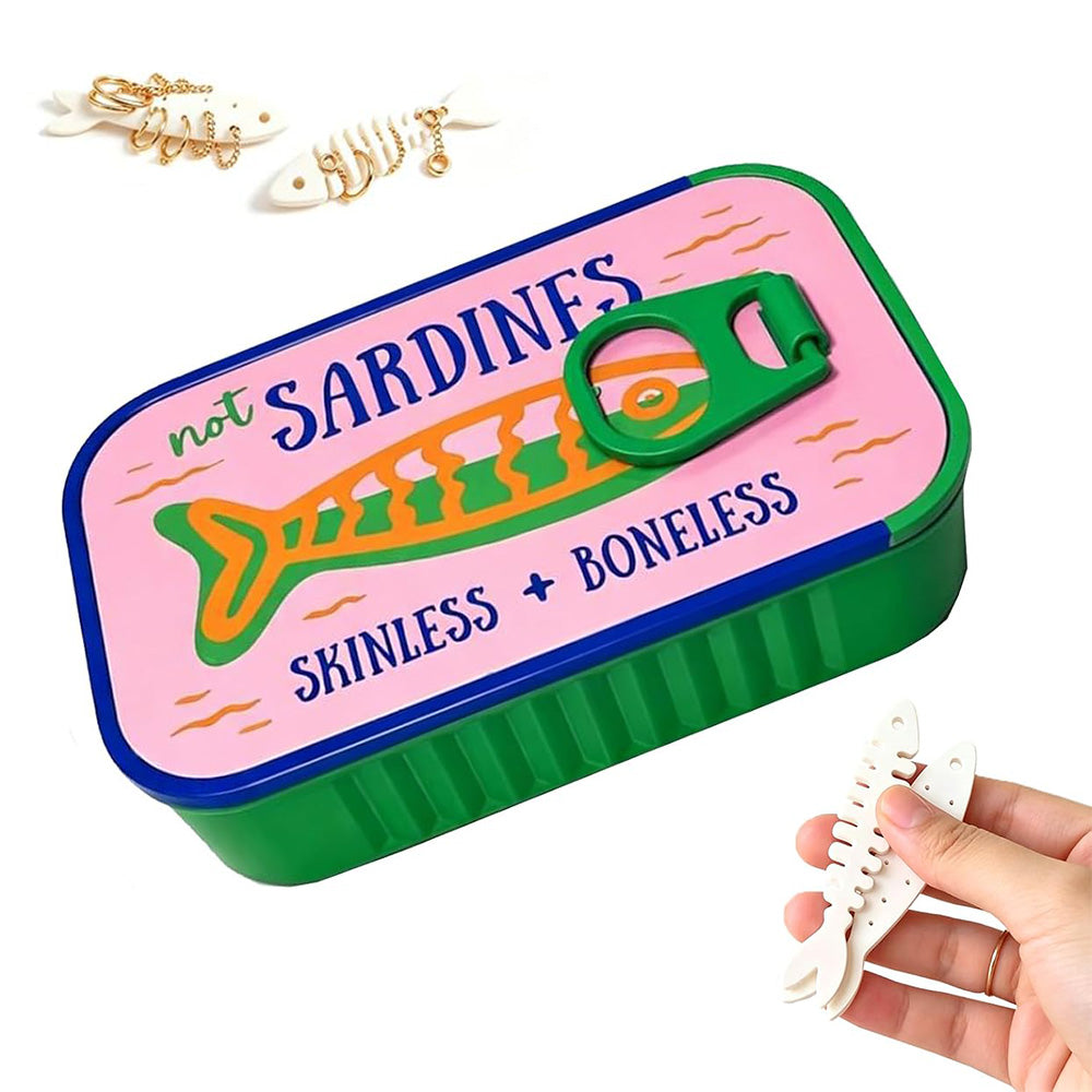 Small 3D Printed Sardine Shape Necklace and Earring Storage Box