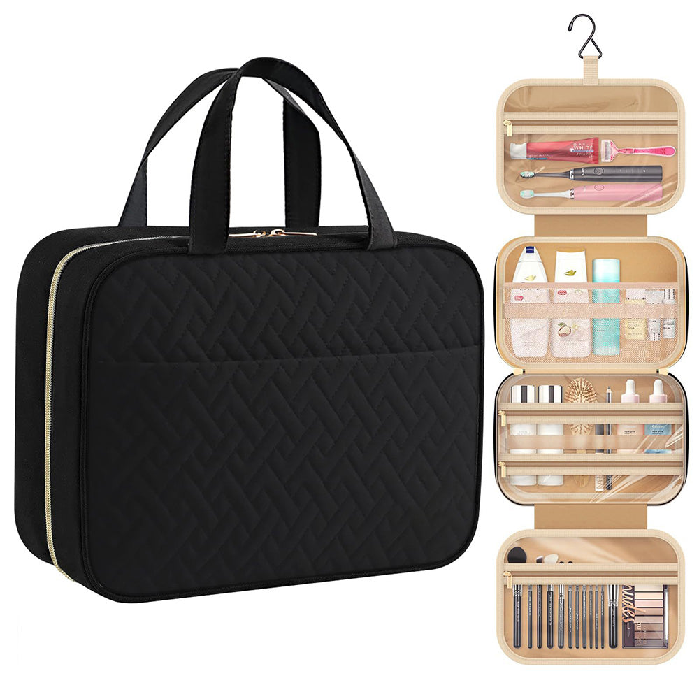 Travel Toiletry Bag with Waterproof Compartments and Hanging Hook