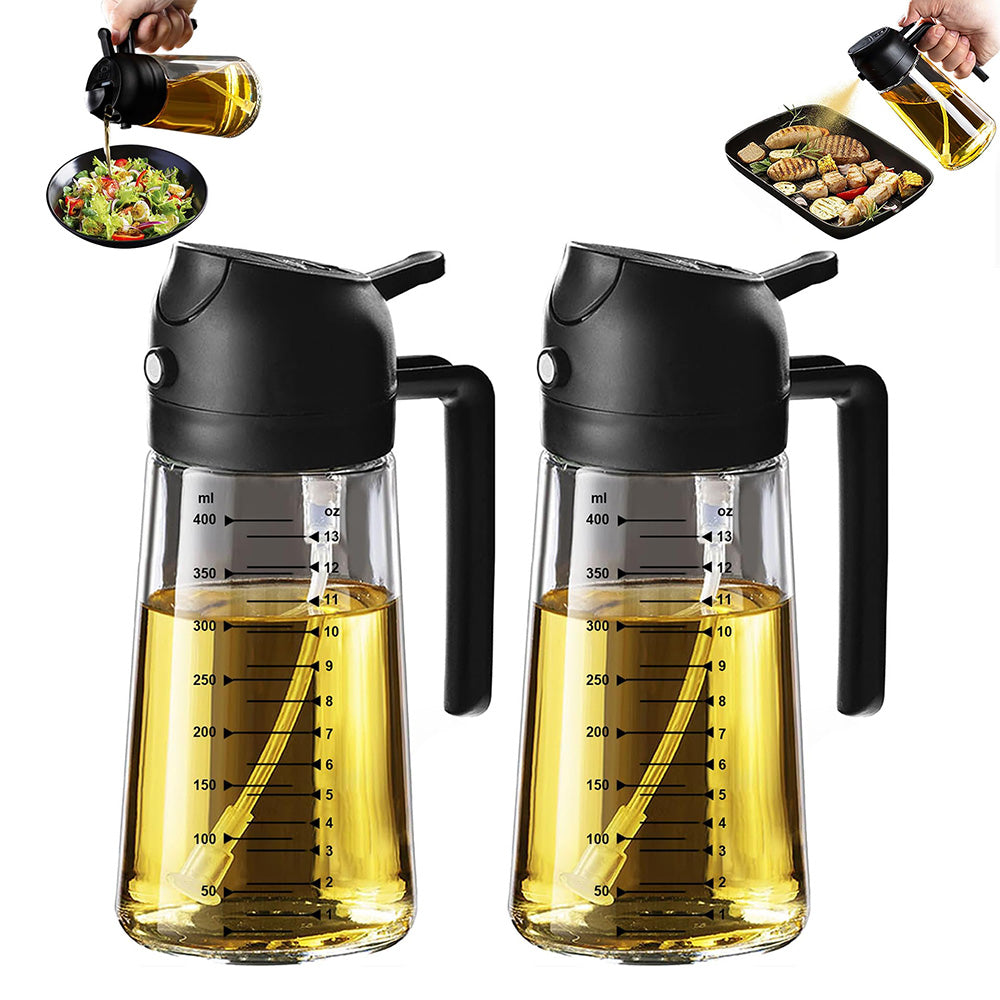 2X470ml Glass Oil Sprayer Bottle for Cooking Olive Oil Dispenser Kitchen Gadgets