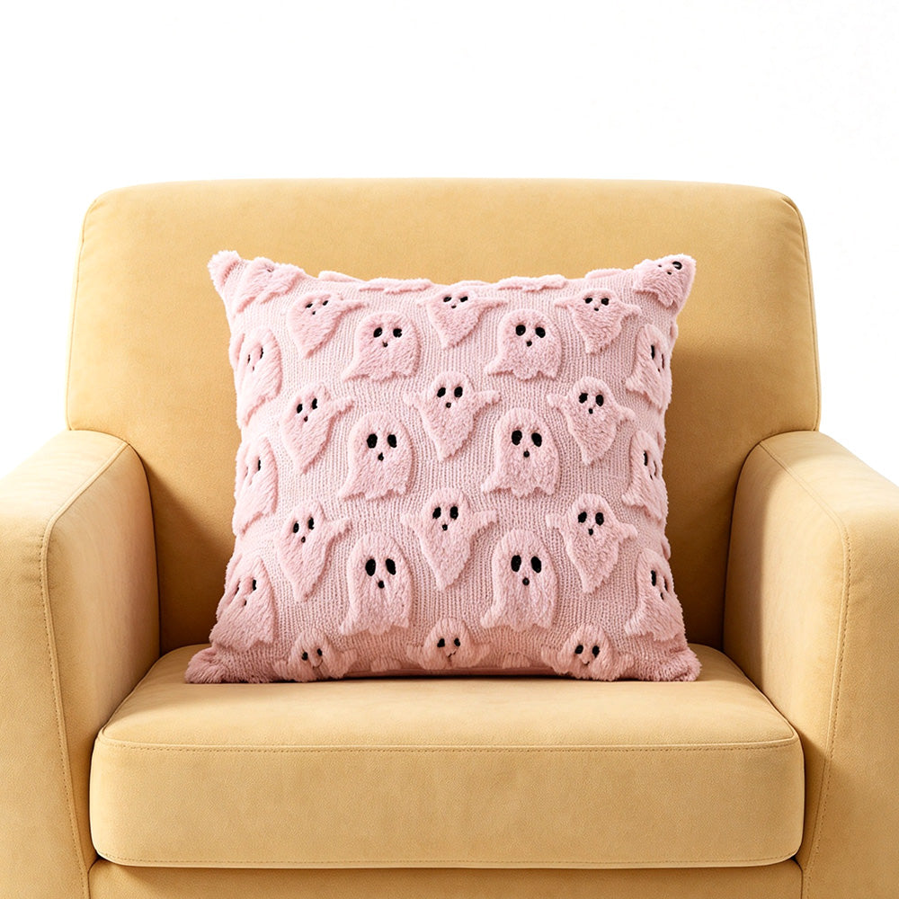 Cute Halloween Ghost Pillow Cover with Zipper for Living Room Bedroom Office