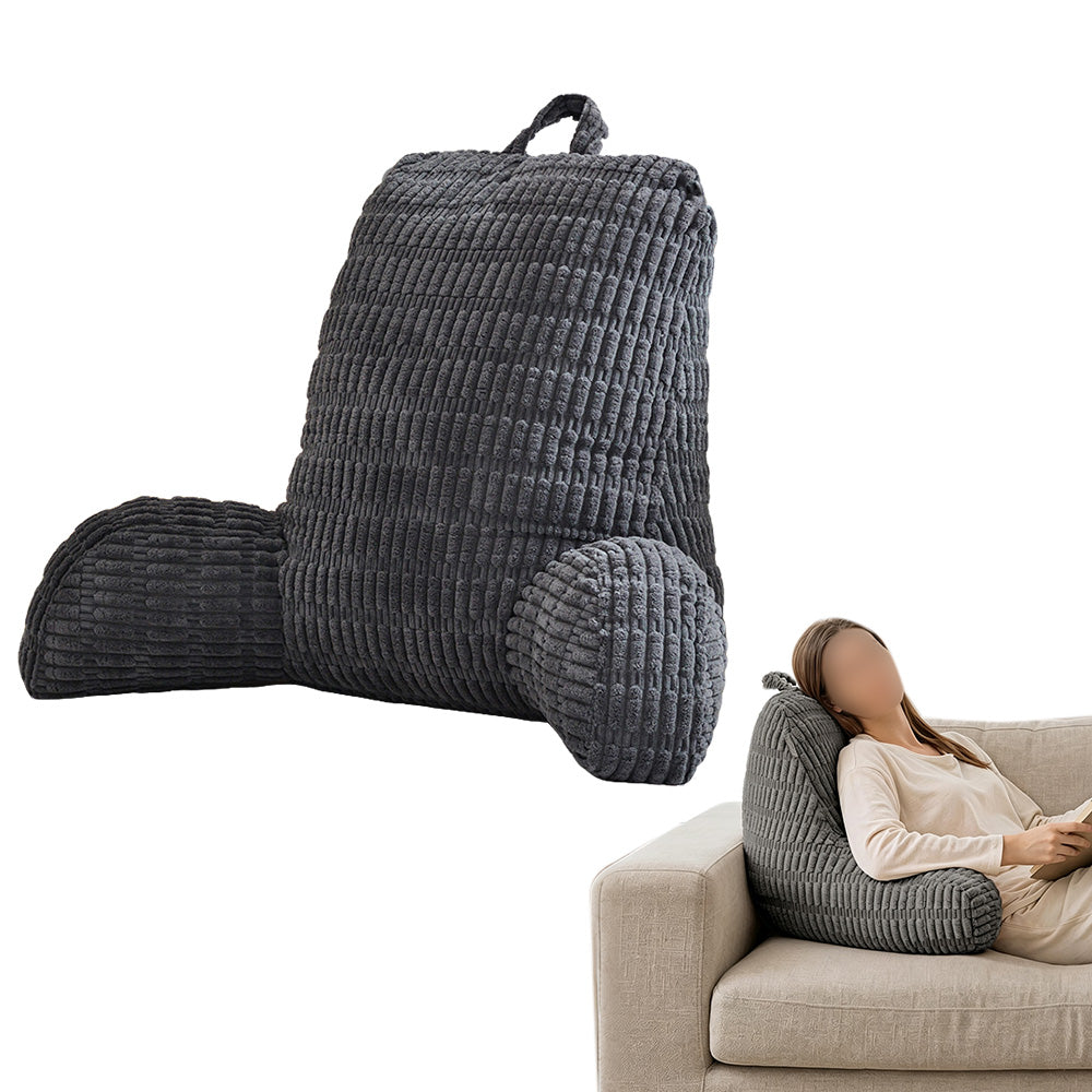 Bedside Backrest Cushion with Armrests Pocket and Washable Cover