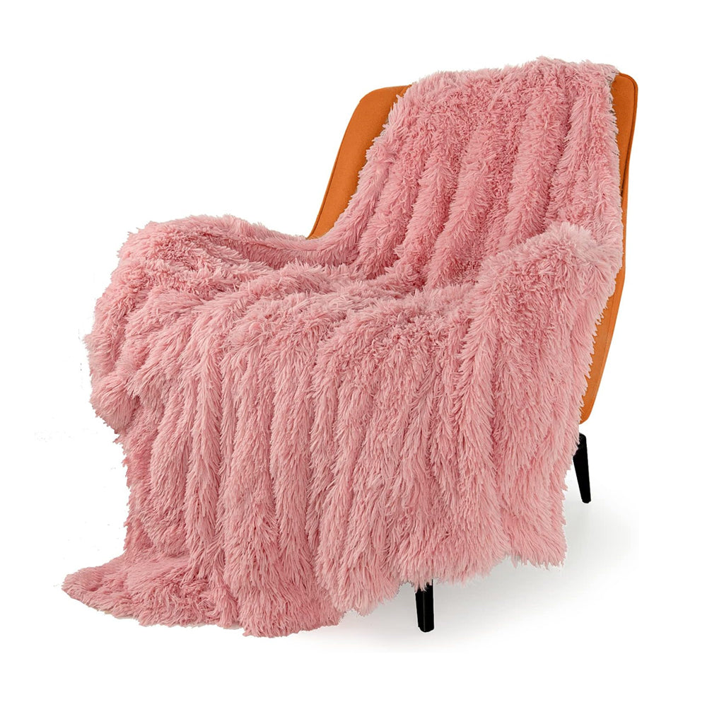 Solid Double-Sided Fuzzy Shaggy Blanket