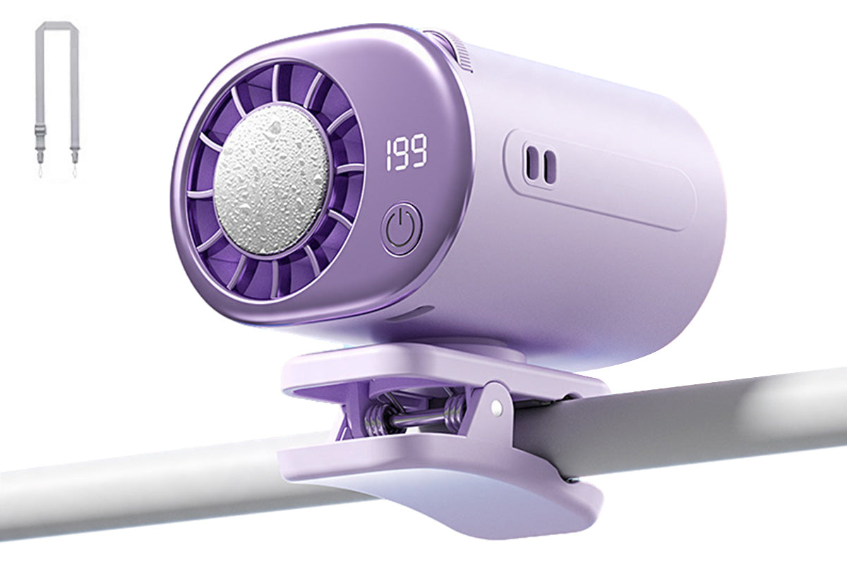360 Rotatable 199-Speed Ice Cooling Clip Fan with Neck Lanyard TEC Semiconductor Cooling Fan Turbo Boost Wind