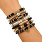 7 Piece Elastic Clay Bead Football Bracelet Stack Set
