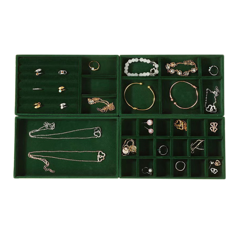 4pcs Stackable Jewelry Organizer Boxes Set for Earrings Rings Necklaces Bracelets