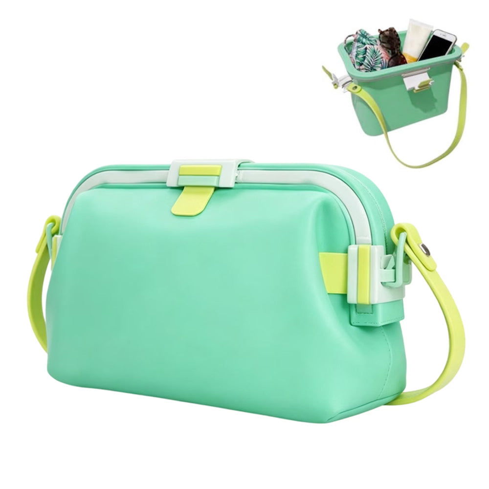Water-resistant Foldable Silicone Beach Bag with Handle for Camping Seaside
