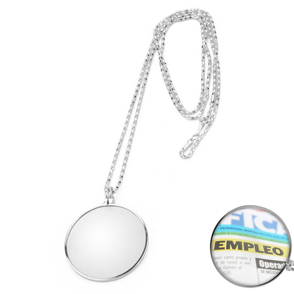 5X Magnifying Glass Pendant Necklace Elegant Round Monocle Lens for Ladies Mom