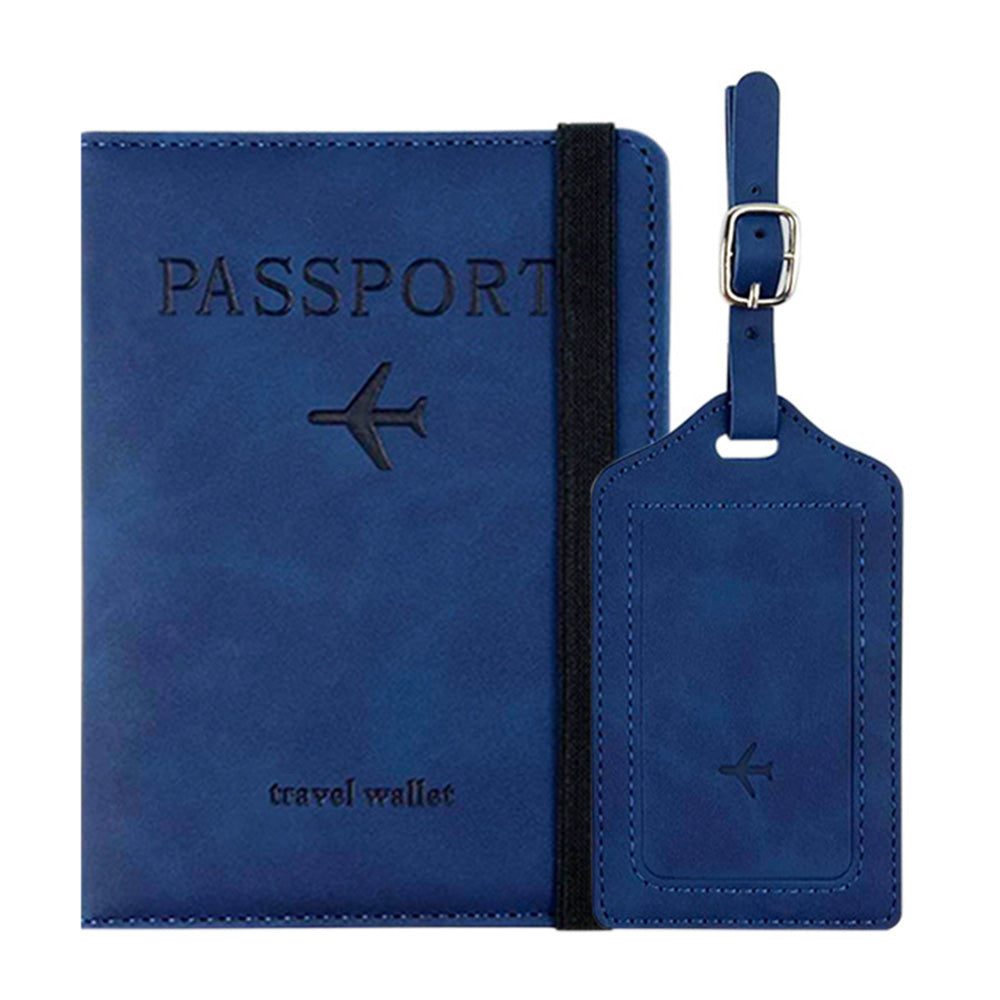 RFID Shield Passport Holder and Luggage Tag Set PU Leather Organizer