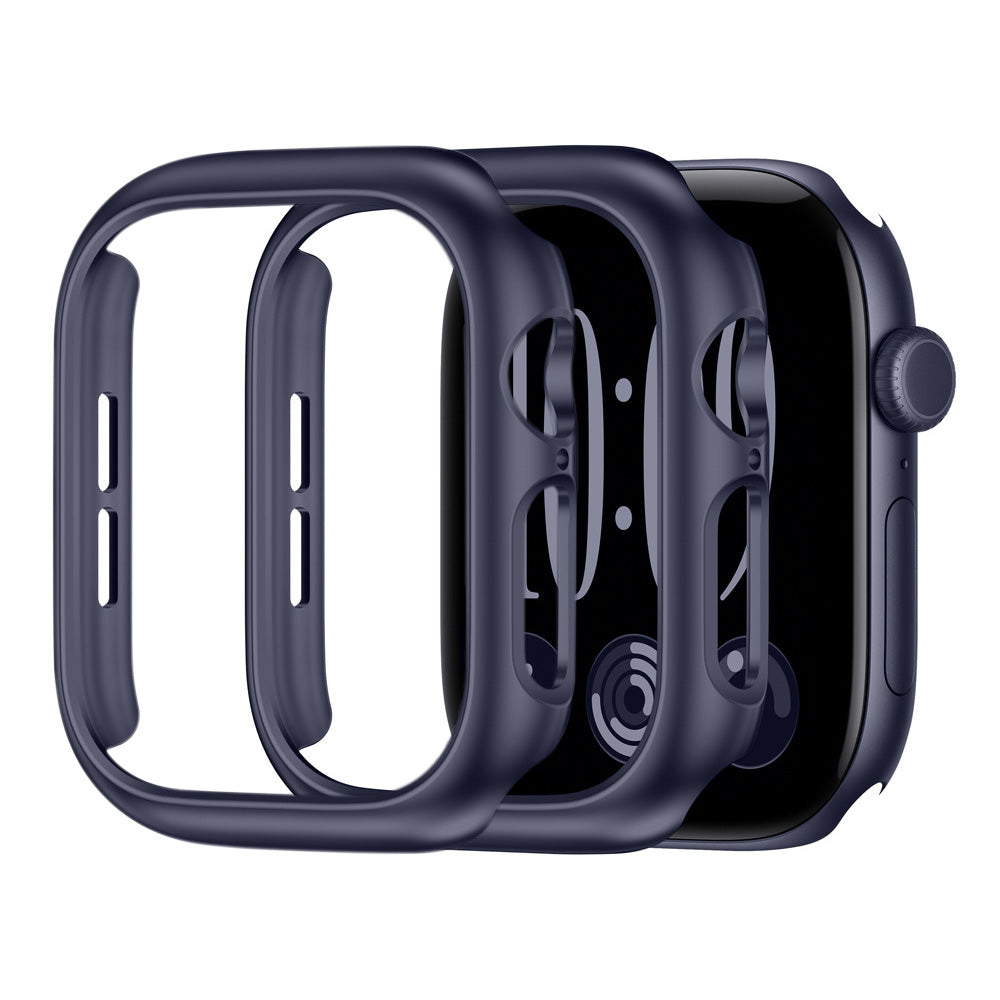 2 Piece Case and Screen Protector Set for Apple Watch Series 12-Dark Blue