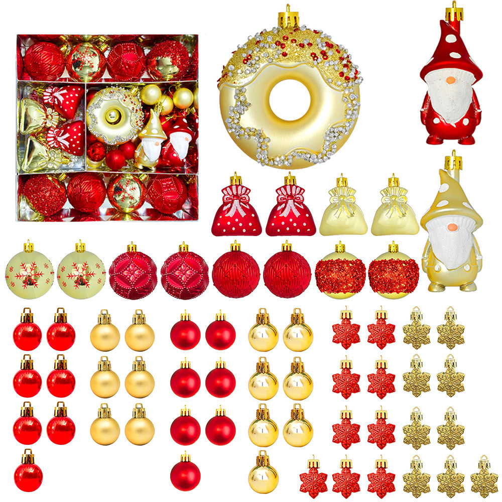 60 Piece Christmas Donut Santa Gnome Ball Hanging Ornament Set