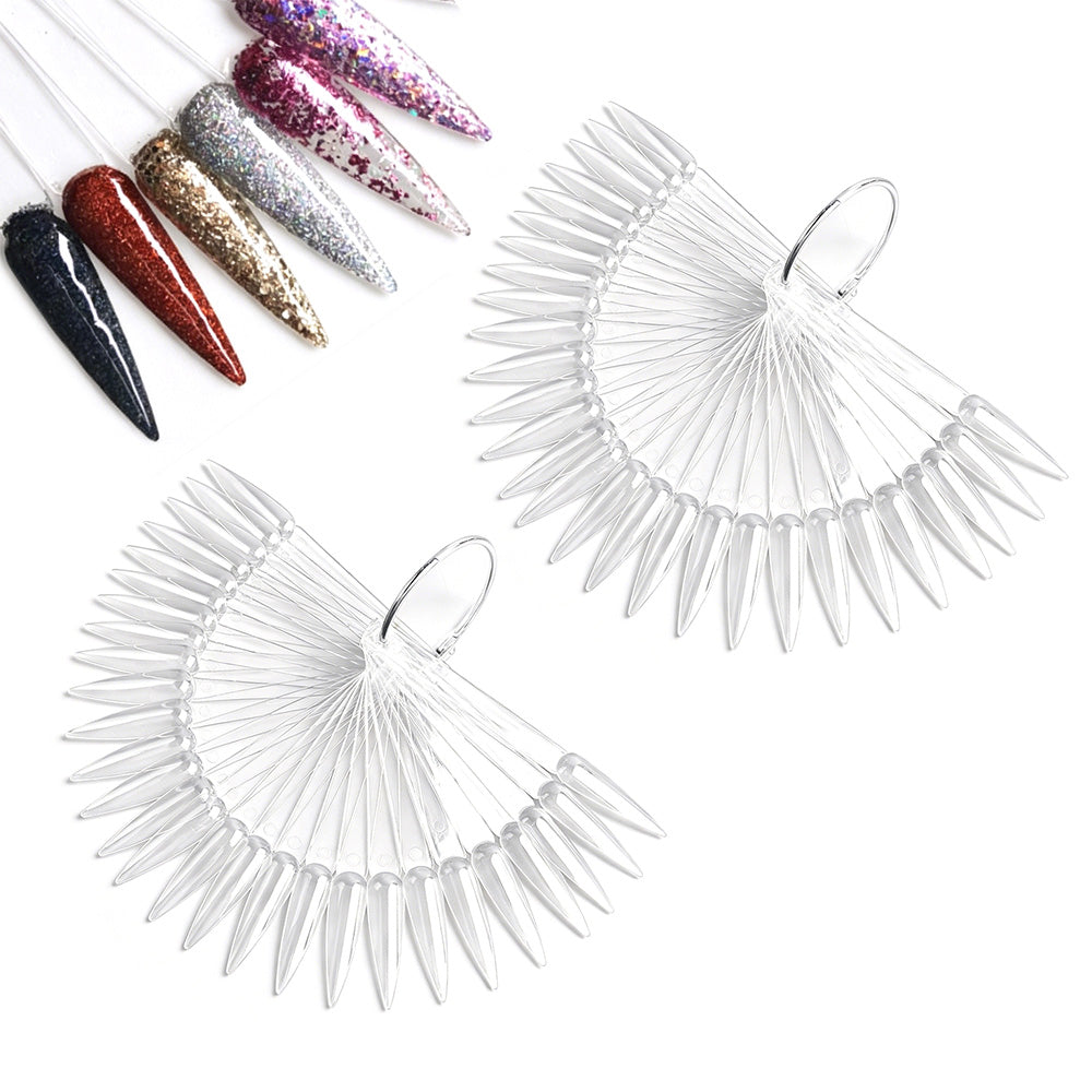 100 PCS Clear Nail Swatch Sticks with Ring Nail Art Swatch Set for Polish Display