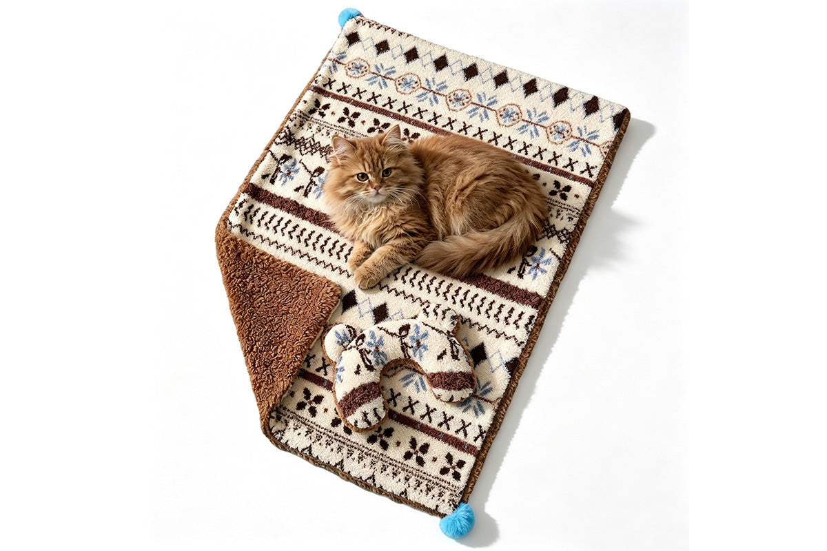 Pet Blanket U-Shaped Pillow Set Sherpa Fleece Warm Pet Throw Blanket Bed Mat for Dog Cat