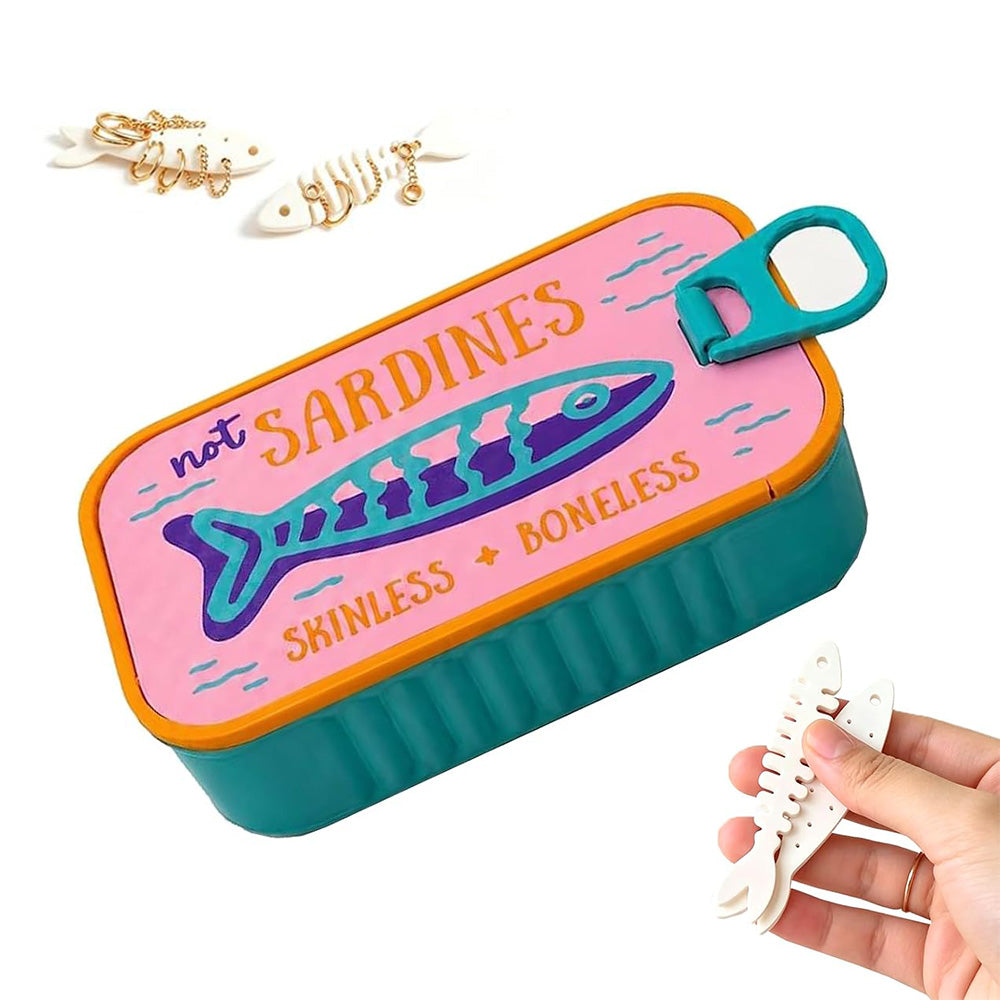Small 3D Printed Sardine Shape Necklace and Earring Storage Box