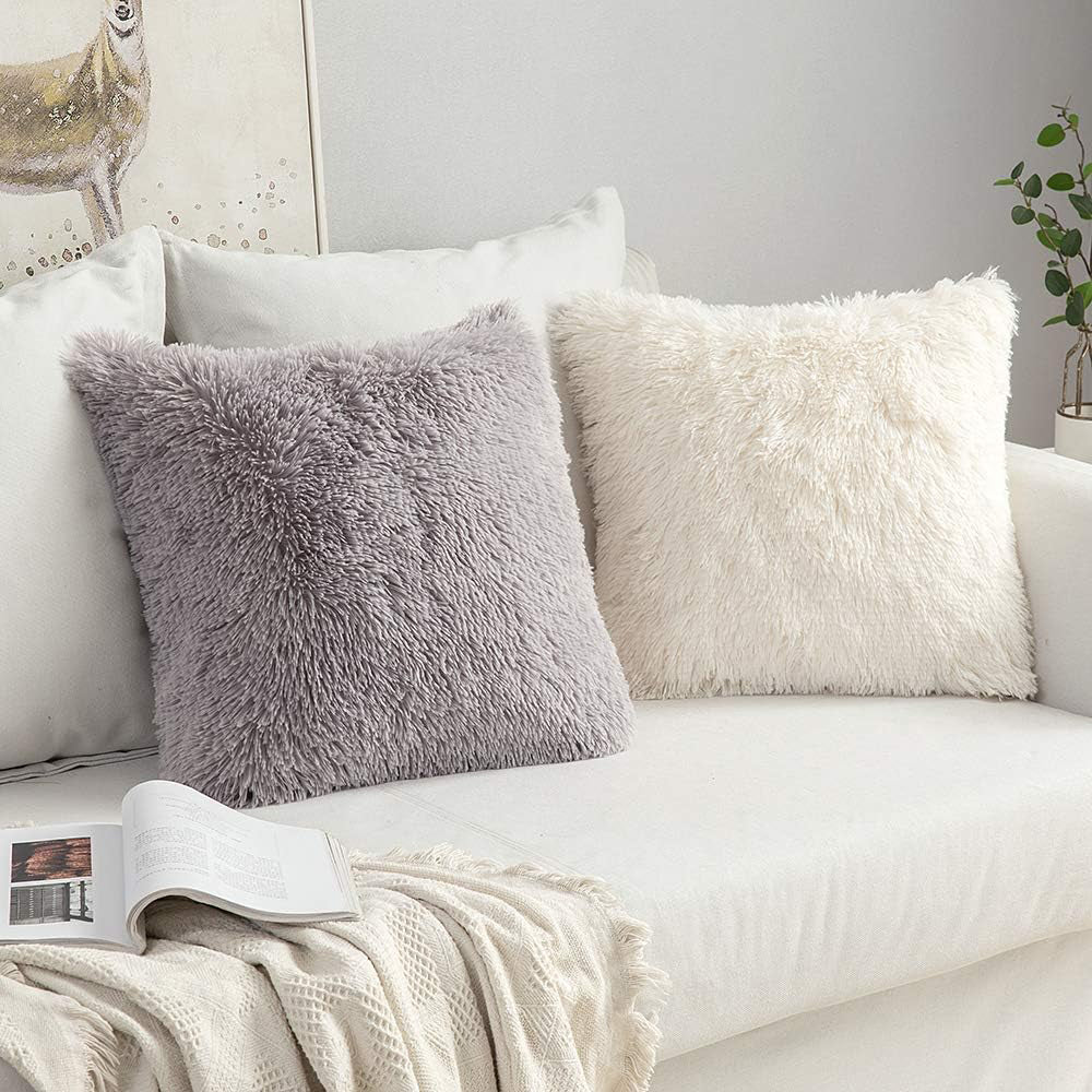 Two-Pack Plush Square Cushion Cases Pillow Covers