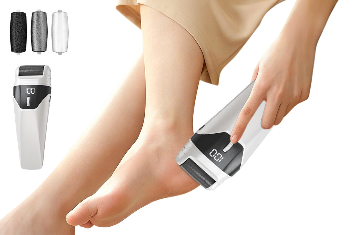 100 Speeds Electric Foot Callus Remover with 3 Rollers LED Light Foot File Pedicure Tool
