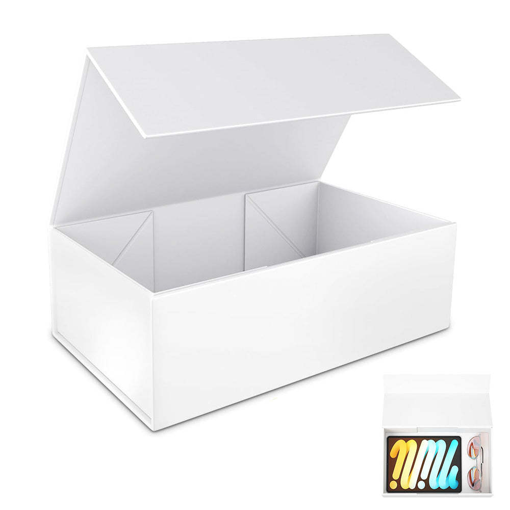 Easy Attached Foldable Cardboard Gift Box for Holiday Packaging-White