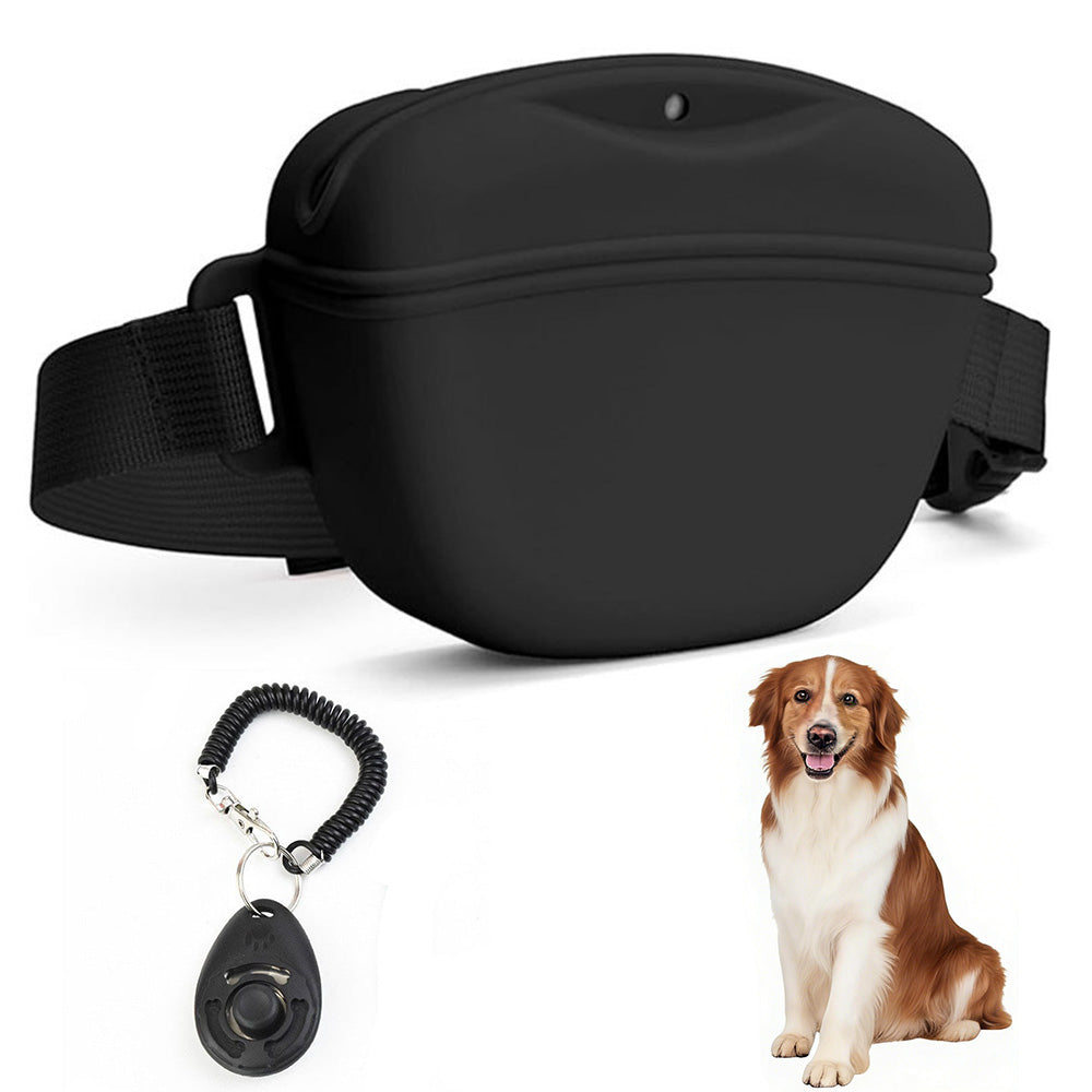 Dog Treat Pouch With Training Clicker Pet Silicone Training Treat Bag Pouch