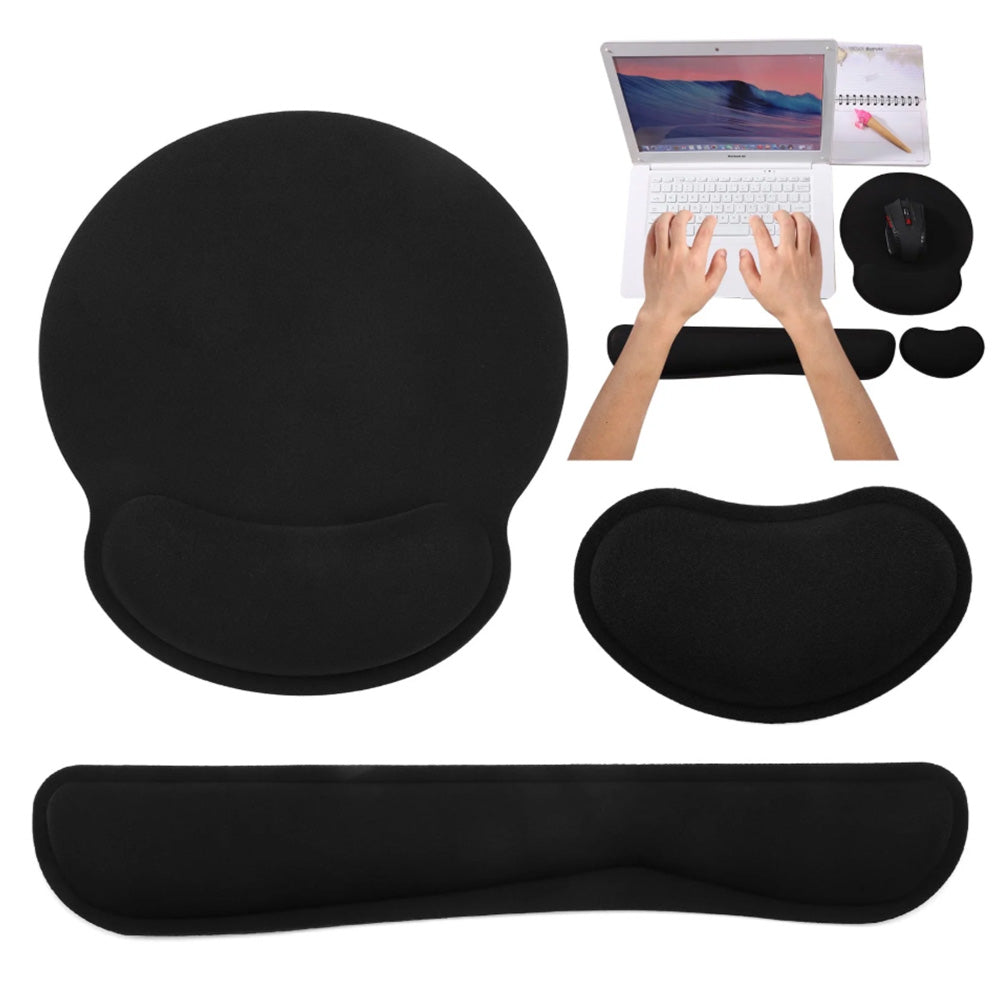 3Pcs Gaming Mouse Pad Mouse Pad with Wrist Rest Circle Curved Ergonomic Mousepad