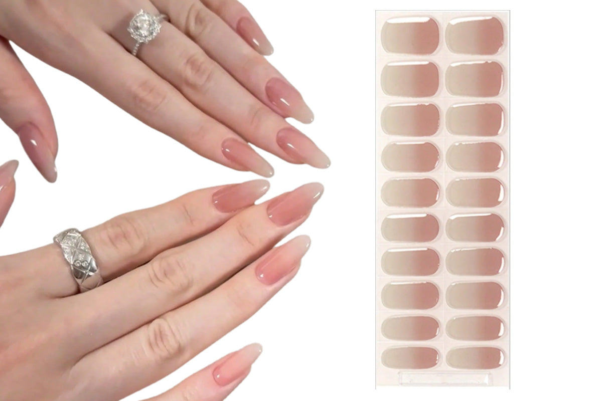 5 Set Semi Cured Gel Nail Wraps Gradient Jelly Nail Wraps UV Curable Self-Adhesive Nail Stickers DIY Nail Art
