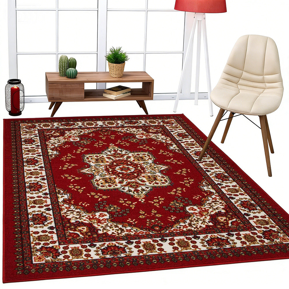 Large Floor Rug Crystal Velvet Vintage Boho Non-Slip Carpet for Bedroom Dining Room