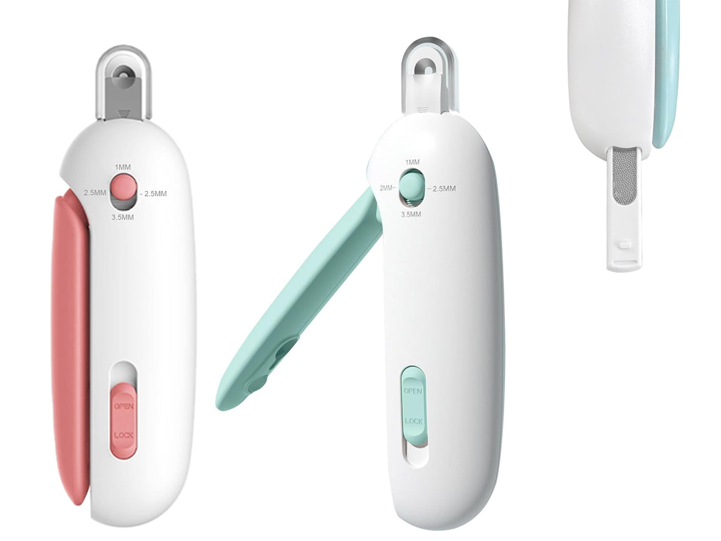 2 X Adjustable Aperture Cat Nail Clipper with Nail File and Nail Storage