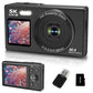 5K HD Dual Screen Digital Camera Point and Shoot Selfie Camera with LED Fill Light