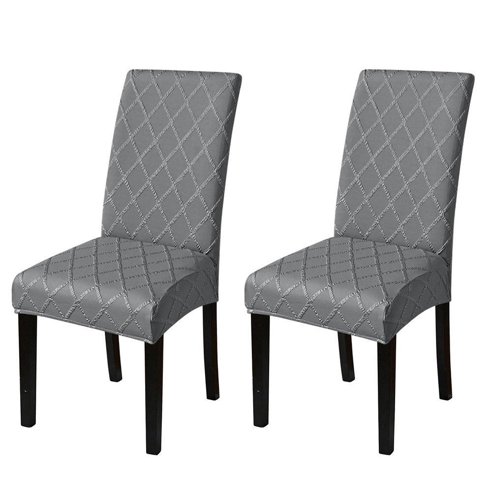 2Pcs Dining Chair Covers Stretch Seat Cover Slipcovers Washable Banquet Wedding Party-Grey
