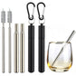 2 Pack Collapsible Stainless Steel Travel Straws with Keychain Cases
