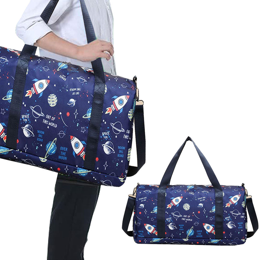 Kids Duffle Bag Water Resistant Travel Overnight Weekend Bag with Shoe Compartment
