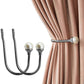 2Pcs U Shape Pearl Curtain Holdback Hooks with Screws