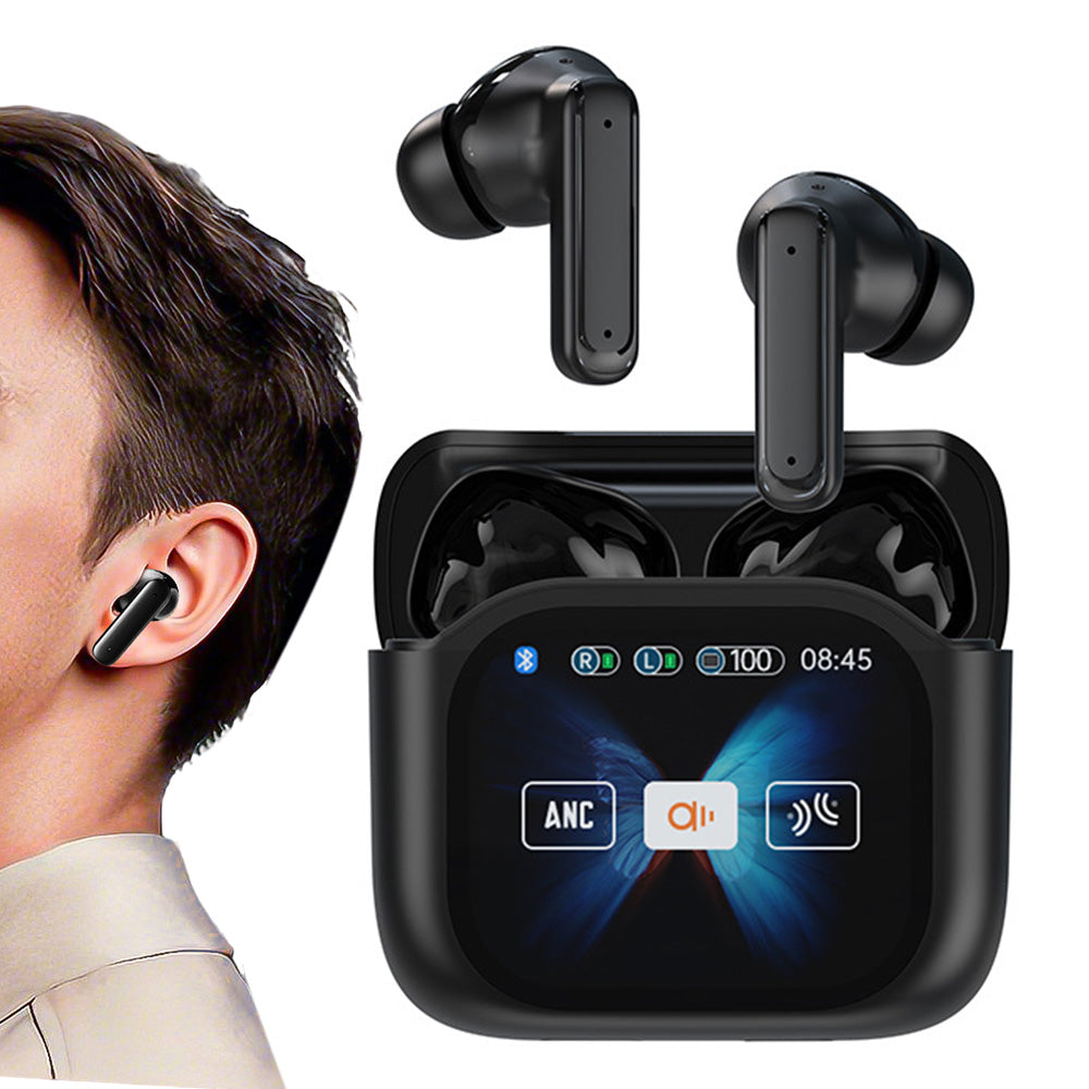Wireless Bluetooth 5.4 AI Translation Earbuds with LCD Touchscreen Real Time 150 Languages