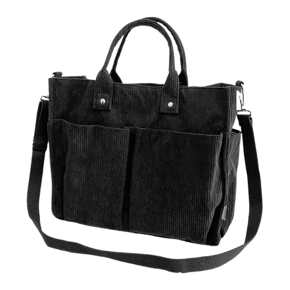 Corduroy Tote Bag Zipper Shoulder Bag Corduroy Crossbody Bag Square Handbag