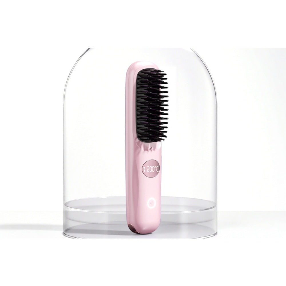 USB Rechargeable Hair Straightening Brush with LED Screen