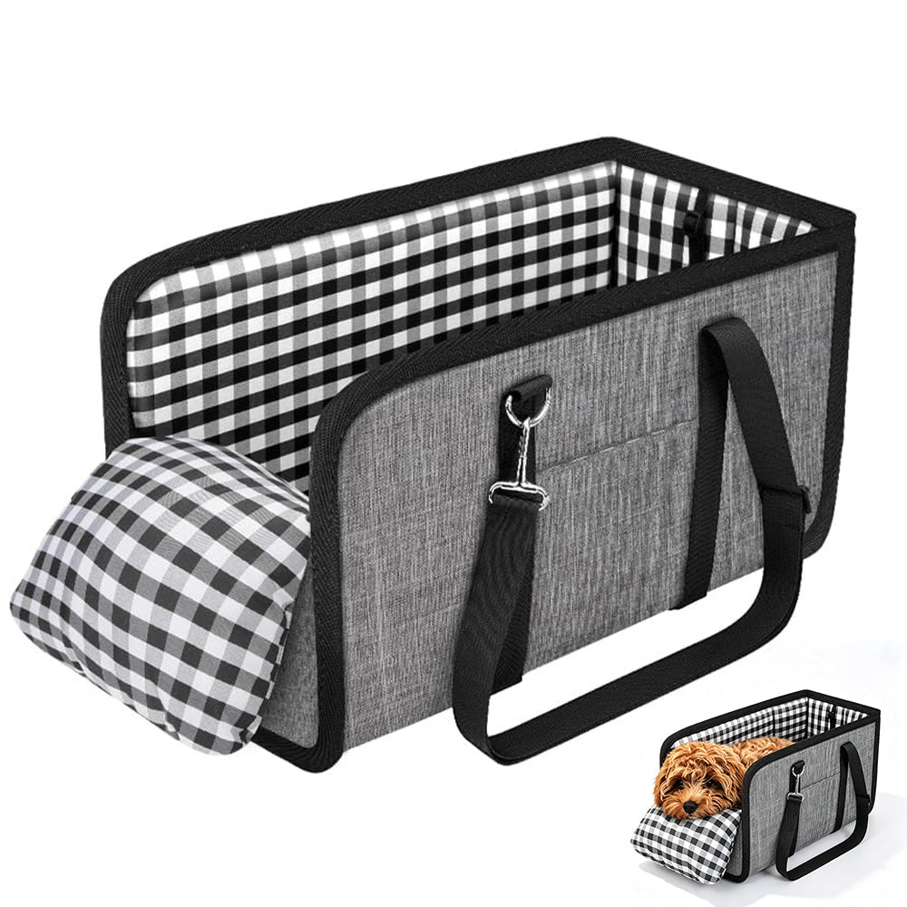 Oxford Fabric Center Console Pet Vehicle Seat Carrier for Small Dogs Cats
