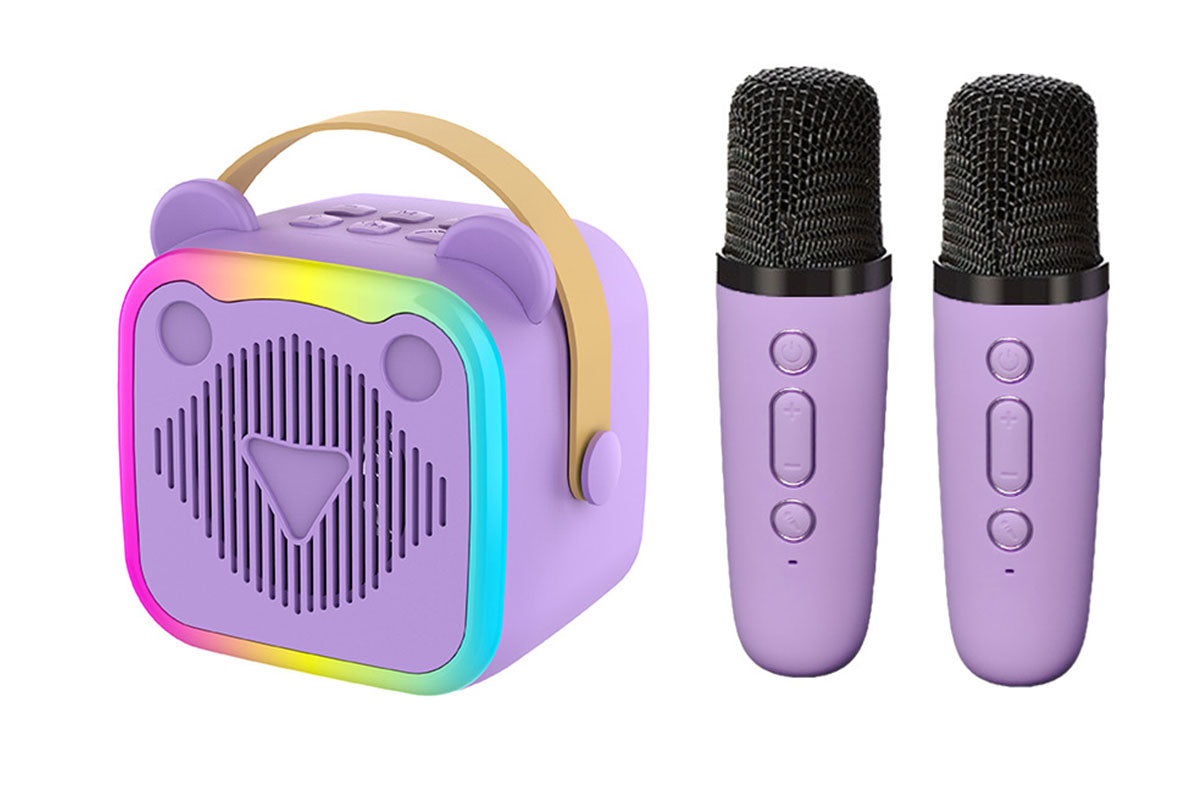 Bluetooth Karaoke Machine with 2 Wireless Microphones Disco Party Lights Voice Changer