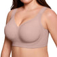 Seamless Wireless Plus Size Bra Full Coverage Comfortable Everyday Support for Women-Red