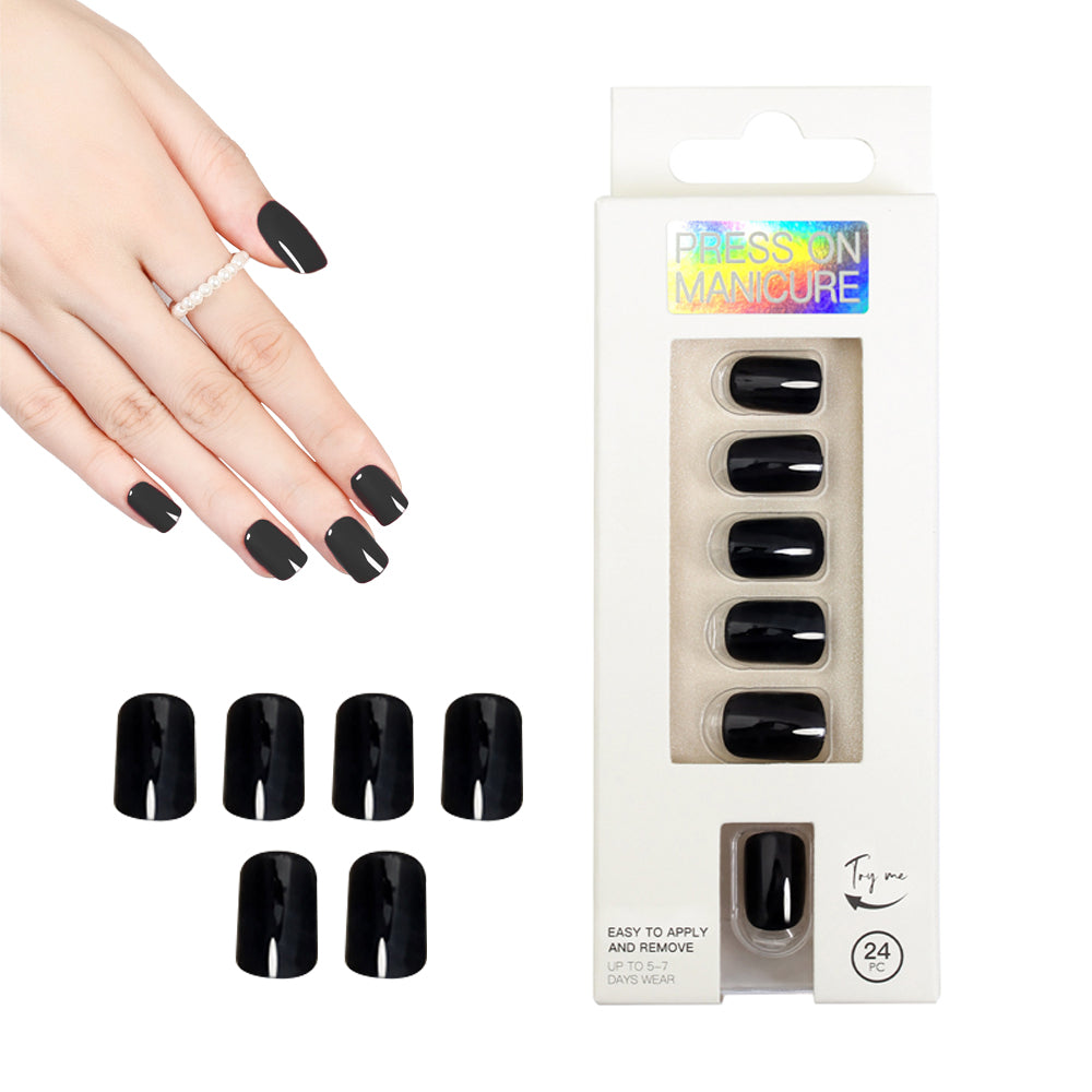 3Sets Reusable Solid Color Fake Nails Press On Manicure