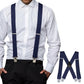 Mens X Back Elastic Suspenders with 4 Metal Clips Adjustable to 120cm