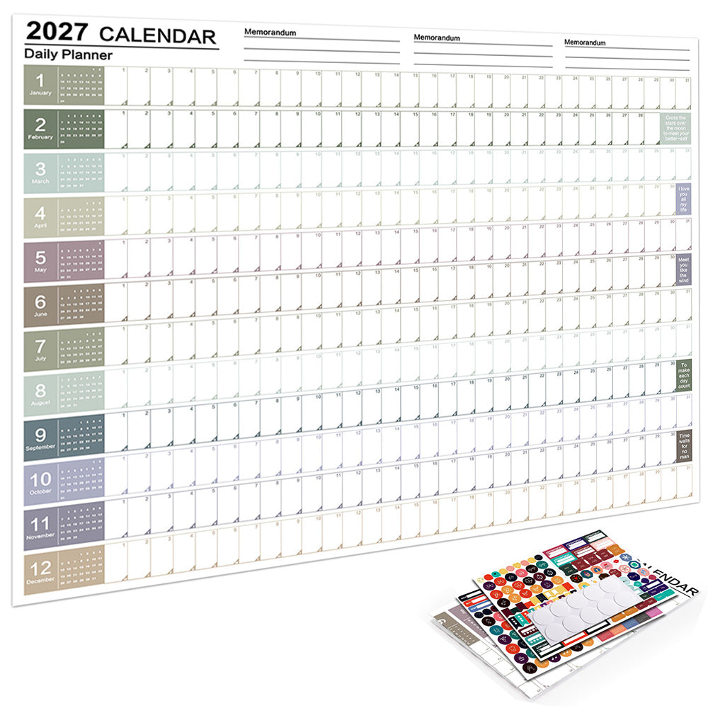 2027 Full Year Wall Calendar for Home Office and School Planning