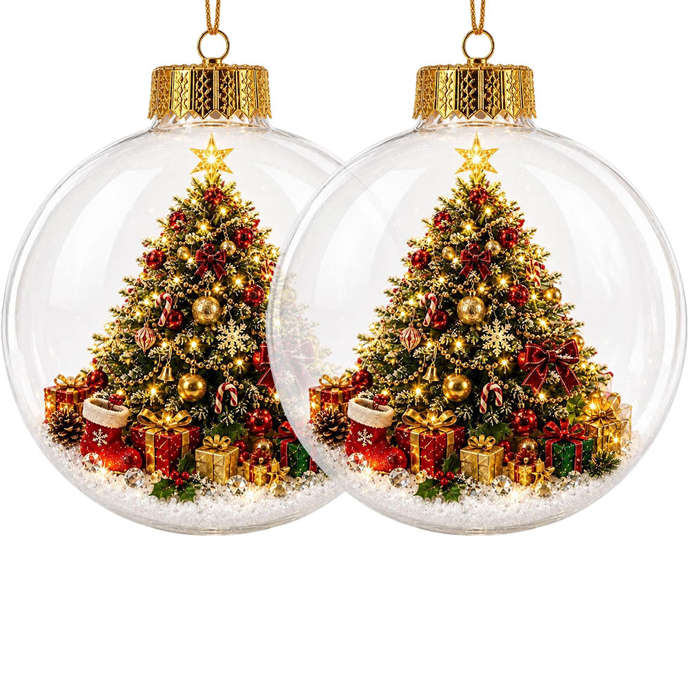 2 Pack 8cm Clear Plastic Fillable Christmas Ball Ornaments