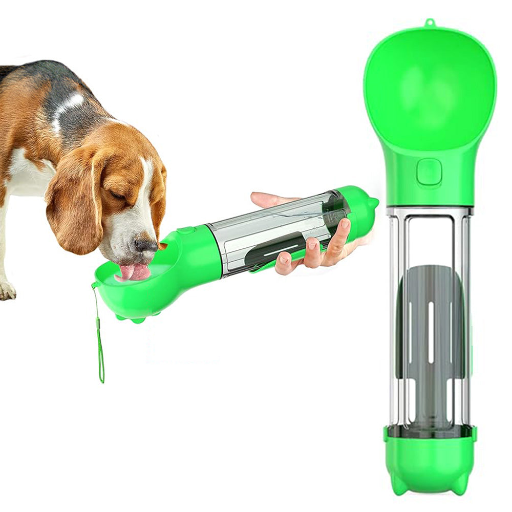 4 in 1 Pet Feeder Dog Cat Puppy Water Bottle Cup with Poop Bag Holder for Yorkie