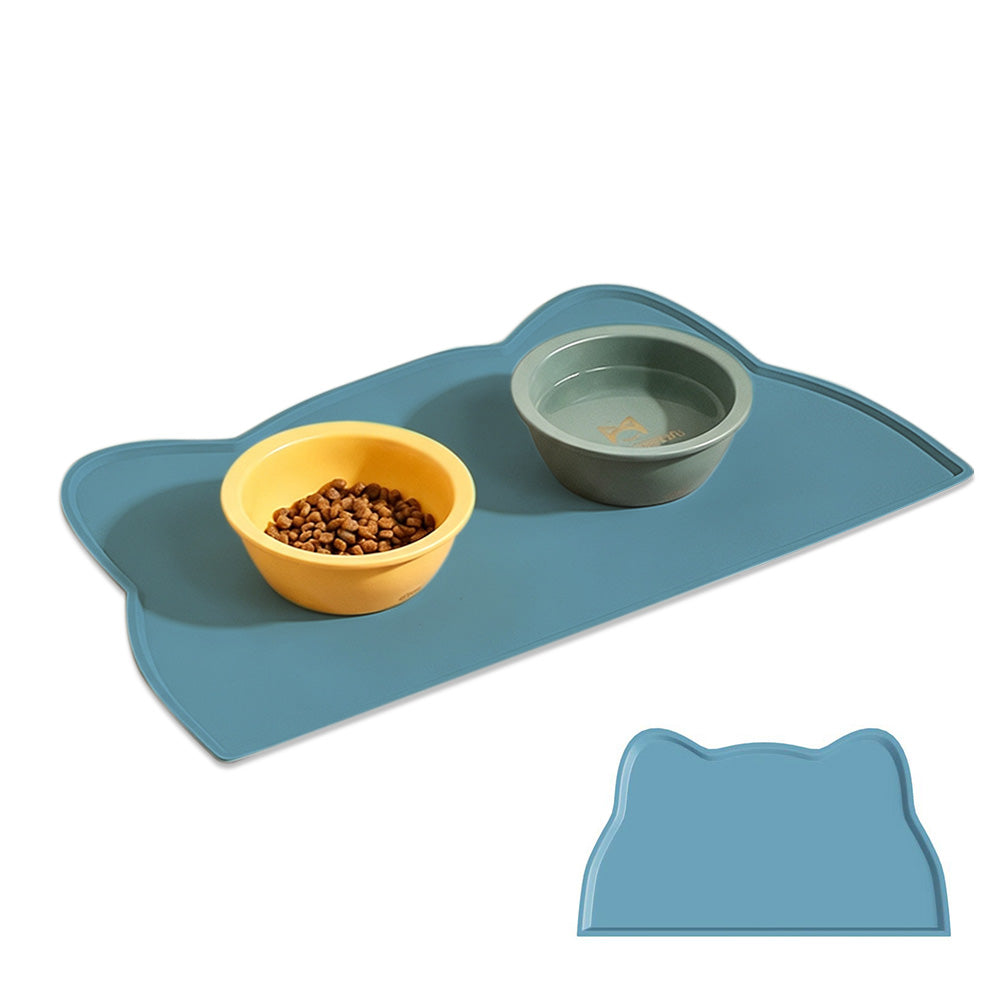 Thick Silicone Non Slip Pet Feeding Mat with Raised Spill Edge