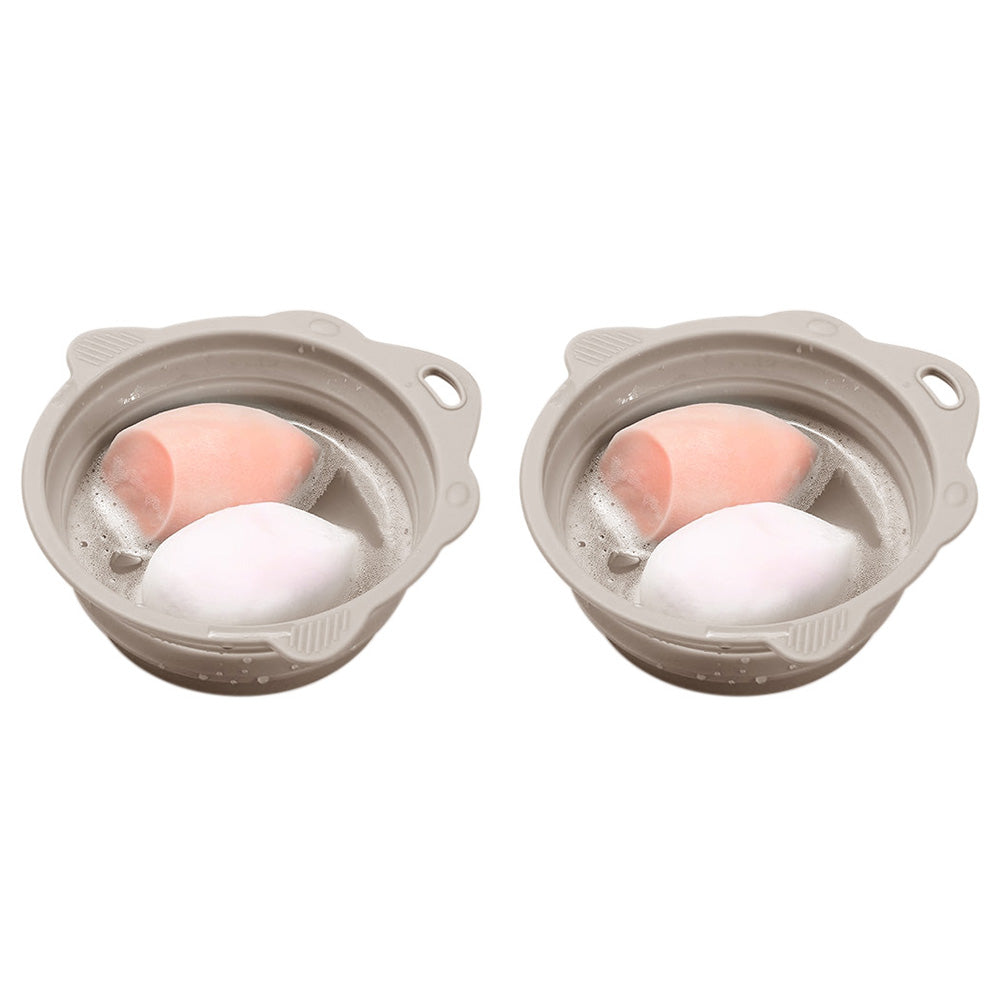 2PCS Foldable Silicone Makeup Brush Cleaner Bowls Cleaning Tool For Brushes Powder Puffs Sponges