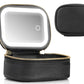 PU Leather Makeup Case Lighted Mirror LED Travel Cosmetic Organizer